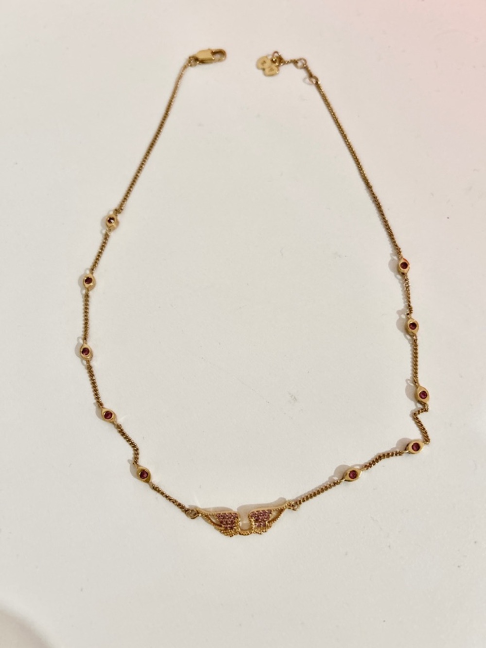 Zadig & Voltaire Gold-Tone Necklace with Red Accents and Wing Motif